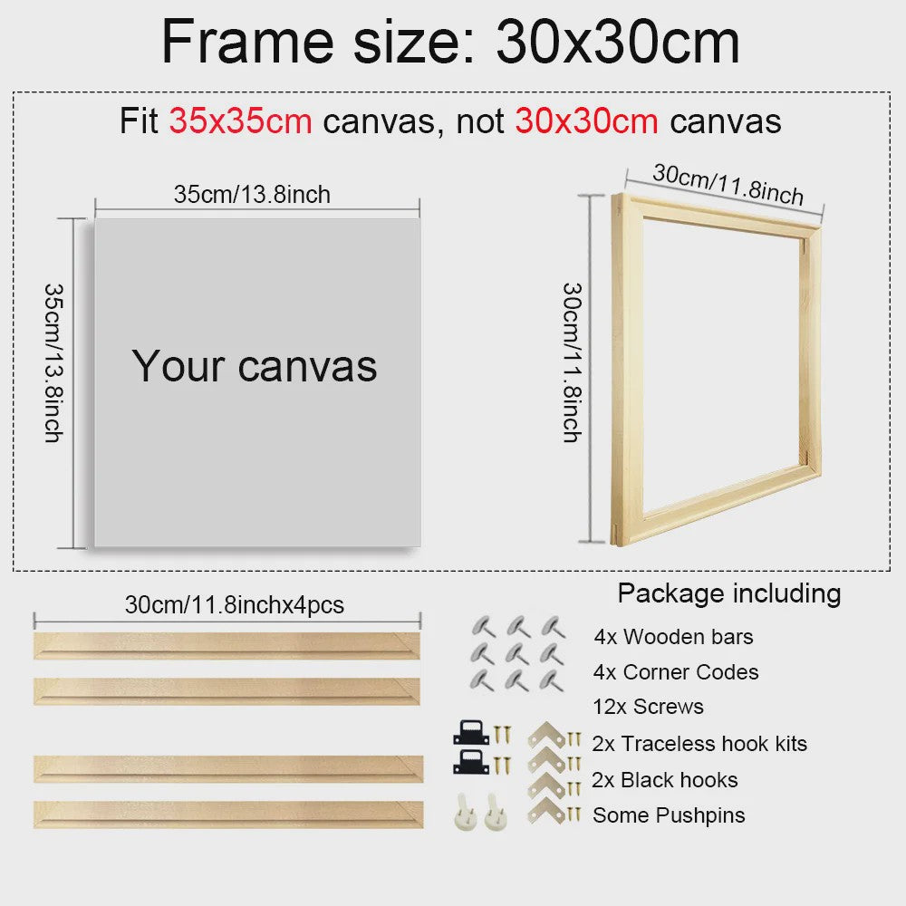 DIY Houten Canvas Frame Kit - Diverse Maten voor Schilderijen & Diamantkunst