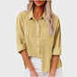 Dames Blouse met Lange Mouwen - Katoen Linnen Look