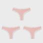 3-Pack Dames Slipjes met Kantrand - Low-Waist Thong & G-String in Luipaardprint en Effen Kleuren