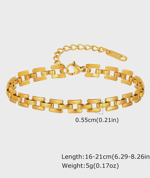 Gouden Roestvrij Staal Chunky Schakelarmband voor Dames - Waterdicht & Verstelbaar