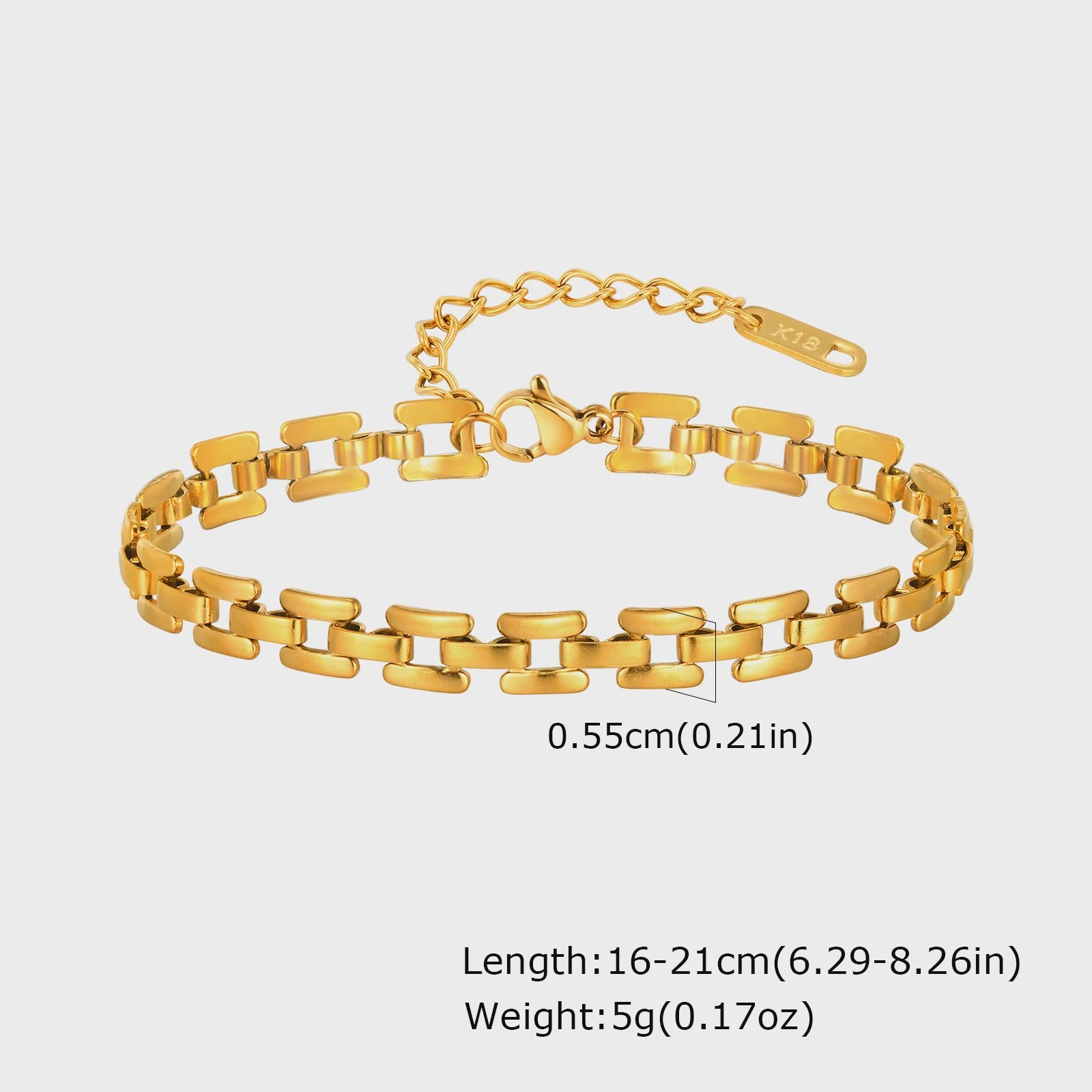 Gouden Roestvrij Staal Chunky Schakelarmband voor Dames - Waterdicht & Verstelbaar