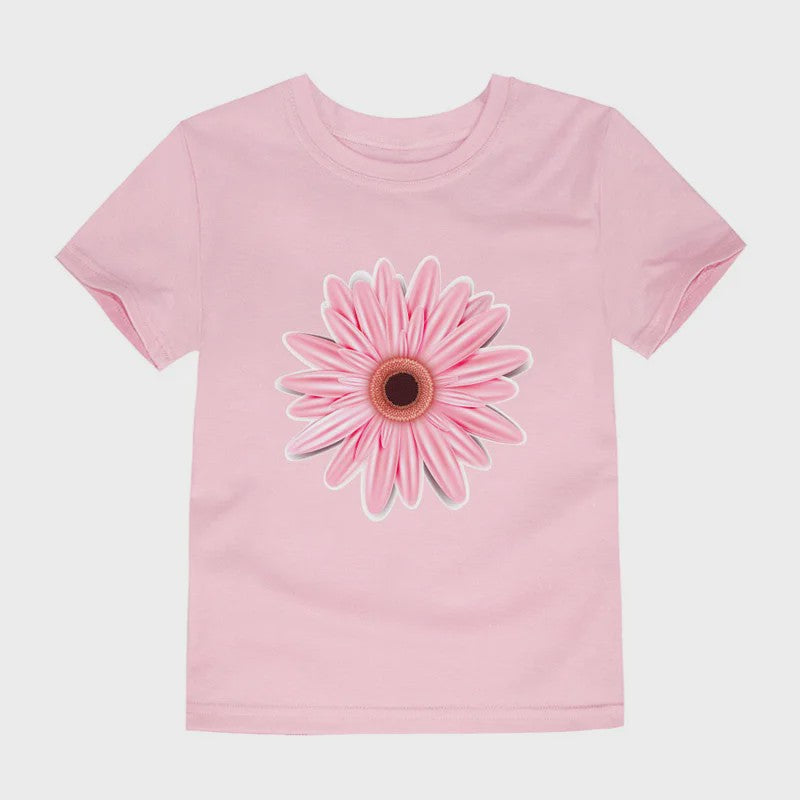 Schattig Katoenen T-shirt Meisjes met Bloemprint - Maten 2 t/m 14 Jaar