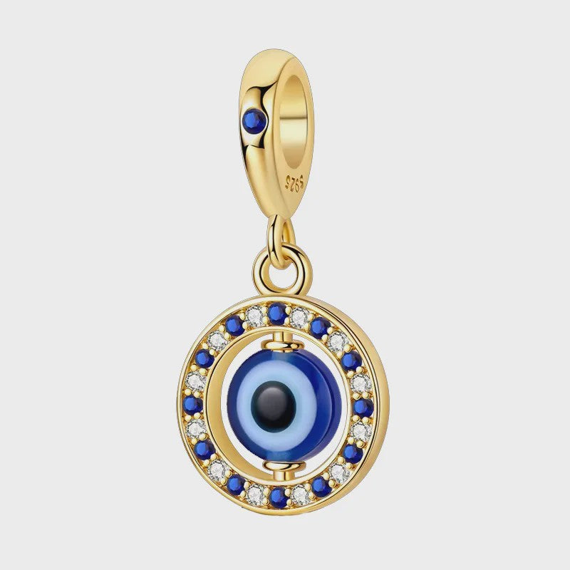 925 Sterling Zilveren Bedel: Gouden Strik met Roze Hart & Kruis met Oog van Horus