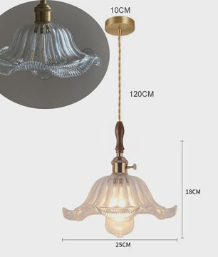 Vintage Groene Glazen Hanglamp - Nordic Stijl, Koperen Accent
