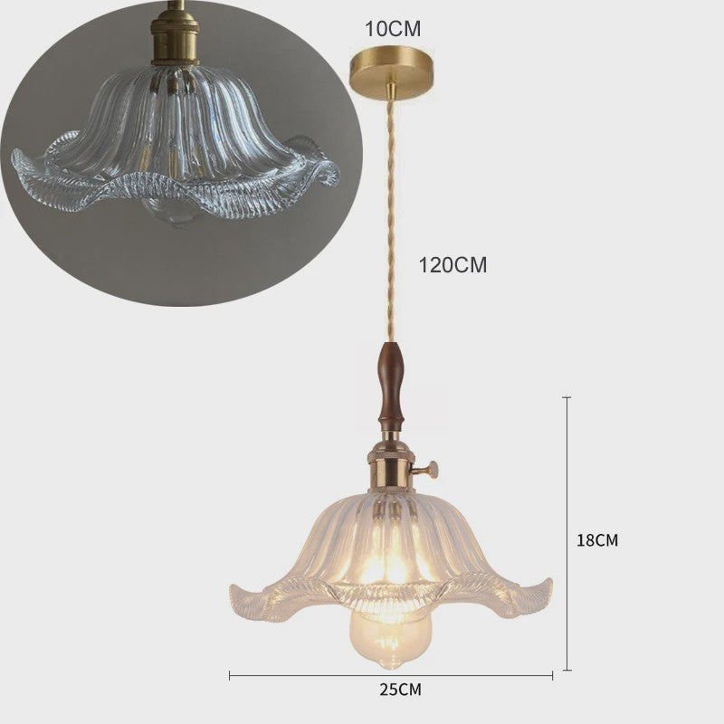 Vintage Groene Glazen Hanglamp - Nordic Stijl, Koperen Accent