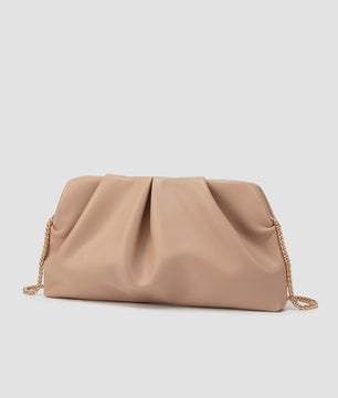 Luxe Plissé Avondtas met Gouden Ketting - Clutch & Schoudertas voor Feestelijke Gelegenheden