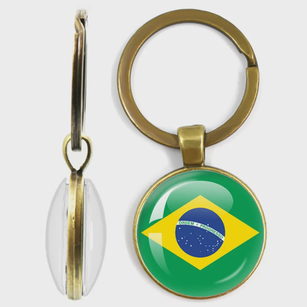 Soviet Union,Brazil,Canada,Netherlands,Israel,Syria,Venezuela,United States,Spain National Flag Series Double-Sided Keychain