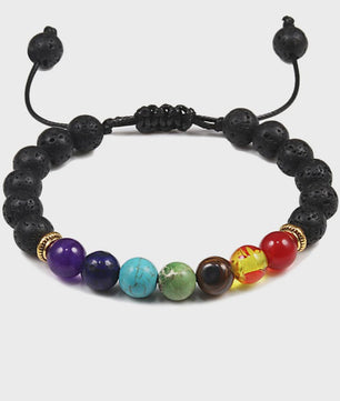 Verstelbare Lava Kralen & Tijgeroog Armband - Yoga & Helende Sieraden voor Hem en Haar