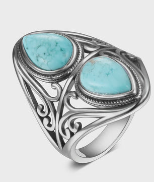 S925 Zilveren Ring met Ovaal Natuurlijke Turkoois - Fijne Sieraden voor Dames en Heren