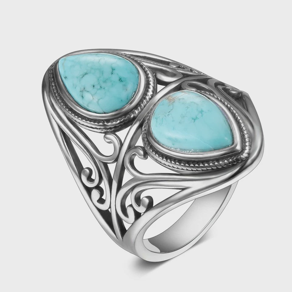 S925 Zilveren Ring met Ovaal Natuurlijke Turkoois - Fijne Sieraden voor Dames en Heren