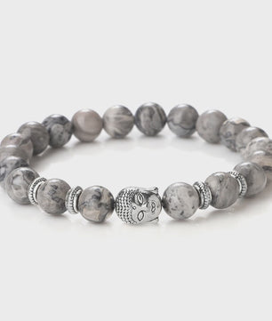 Buddha Hoofd Kralen Armbanden - Natuursteen (Tijgeroog, Vulkanisch, Malachiet, Rozenkwarts)