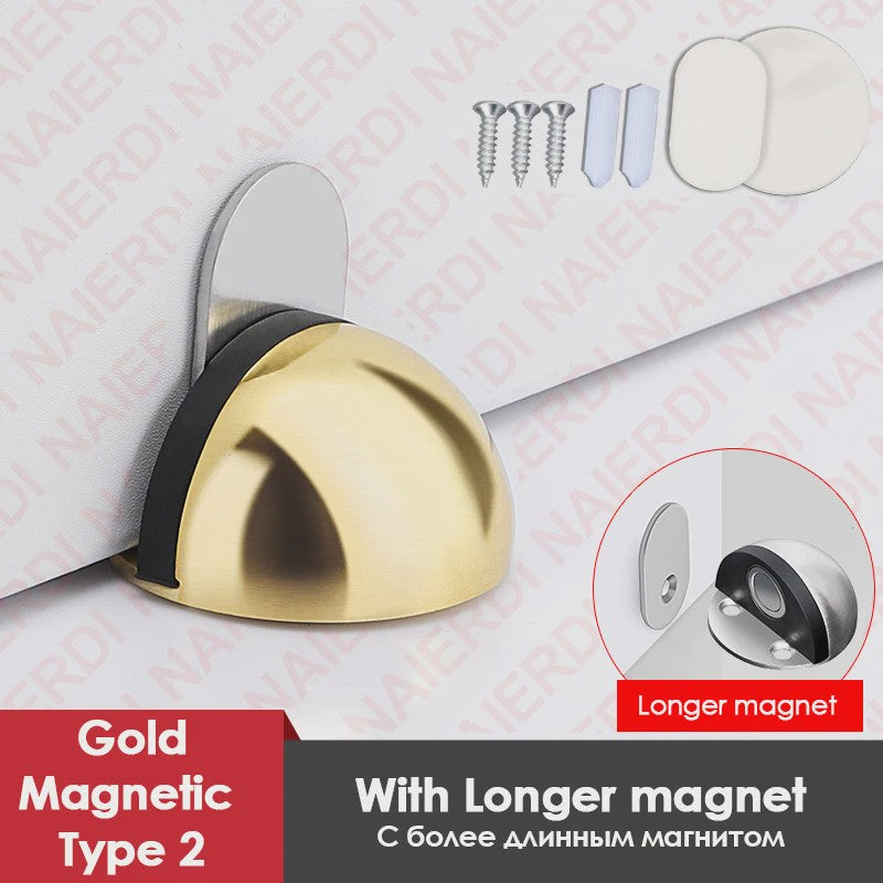 RVS Deurstopper met Sticker & Schroef - Zonder Boren, Magnetisch of Normaal