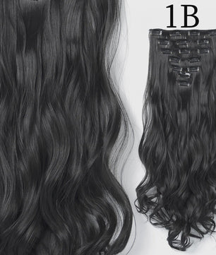 24 Inch Clip-in Haarverlenging - 7 Delig Set met 16 Clips - Synthetisch Recht Haar (Blond & Zwart)