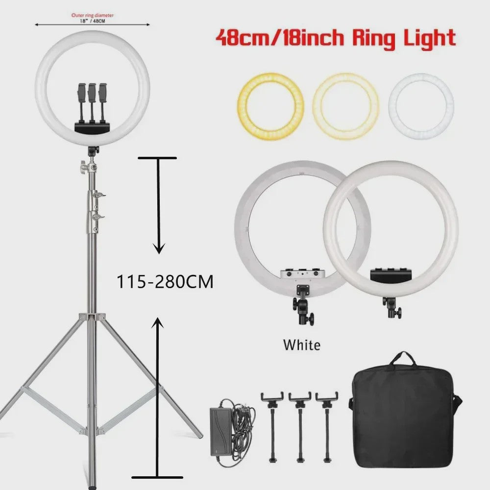 18 Inch Ring Light LED Lamp met Verstelbaar Statief & Telefoonhouder voor YouTube, Foto & Studio