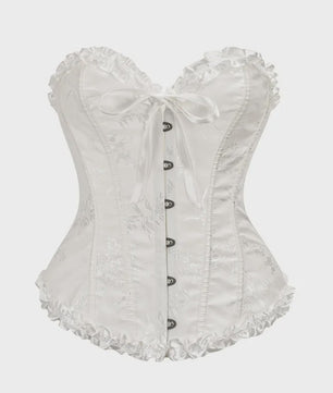 Sexy Jacquard Bustier Corset met Ruches en Push-Up Effect - Gothic Stijl