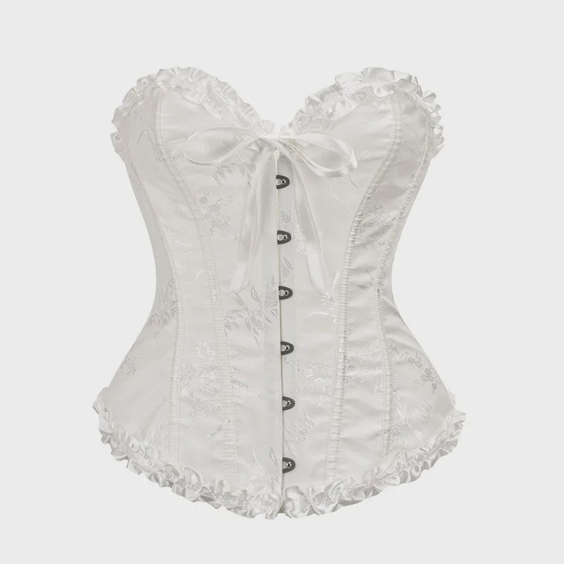 Sexy Jacquard Bustier Corset met Ruches en Push-Up Effect - Gothic Stijl