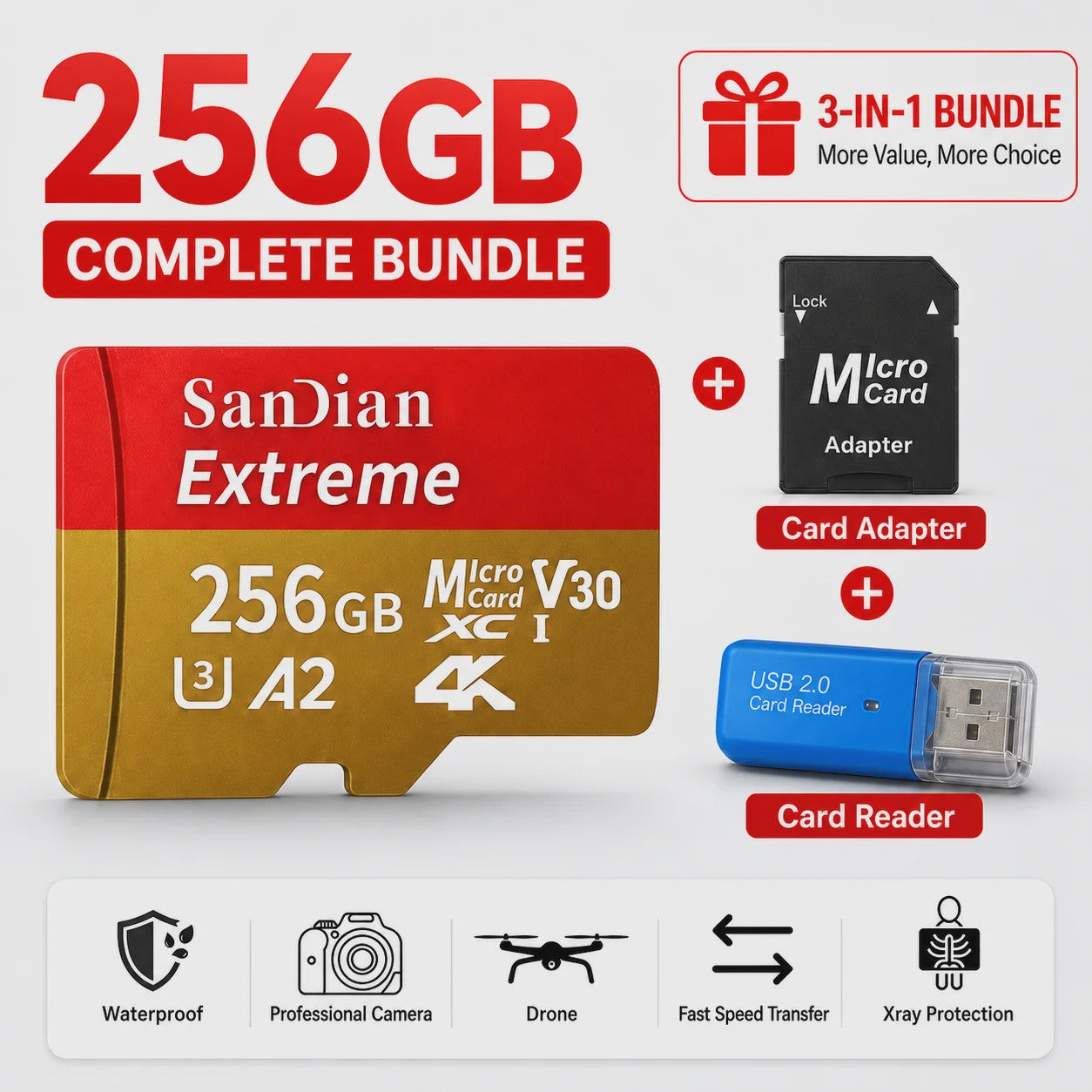 Snelle 128GB Micro SDXC Kaart - Opslag voor Camera, PC, Mac & Meer