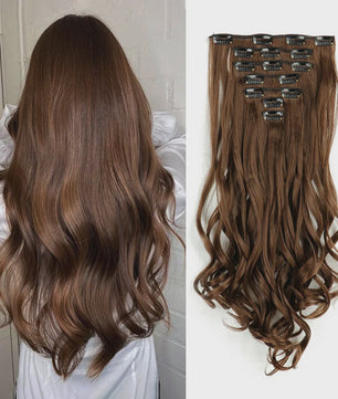 Clip-in Haarverlenging 7 Delig - 55cm Lang Krullend Synthetisch Haar