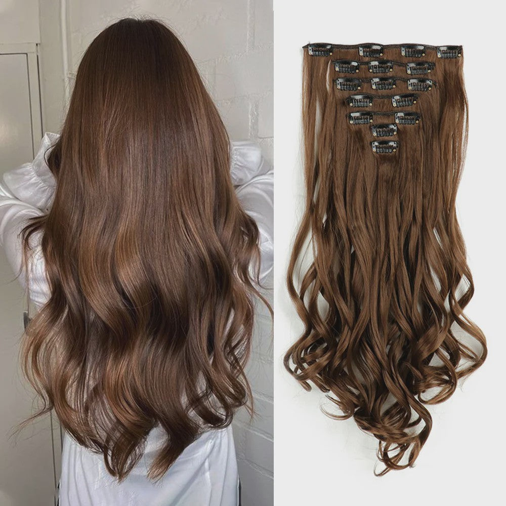 Clip-in Haarverlenging 7 Delig - 55cm Lang Krullend Synthetisch Haar