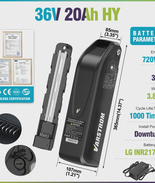 Varstrom E-bike Batterij 36V/48V/52V - Krachtige Lithium Accu met 40A BMS & Lange Levensduur