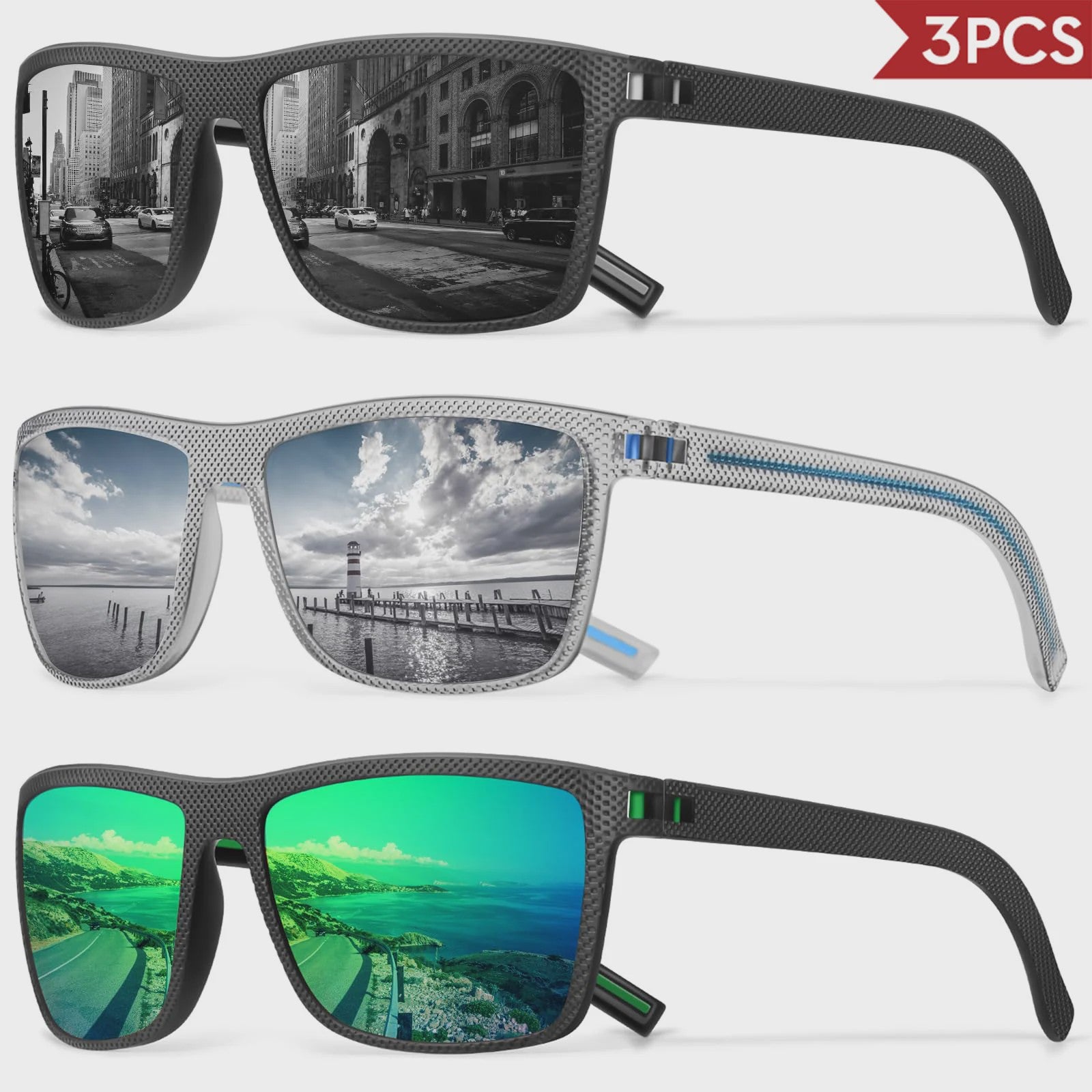 Designer Polarized Zonnebrillen Set voor Heren & Dames | UV400 Bescherming | Ideaal voor Buitenactiviteiten