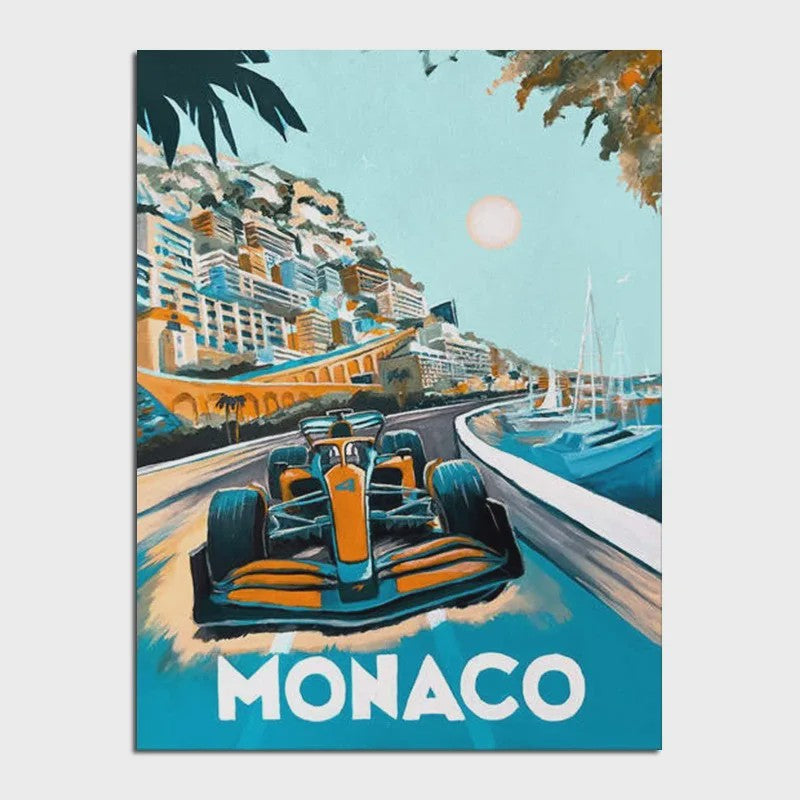 Retro F1 Formule 1 Raceauto Posters - Neon City Canvas Muurkunst