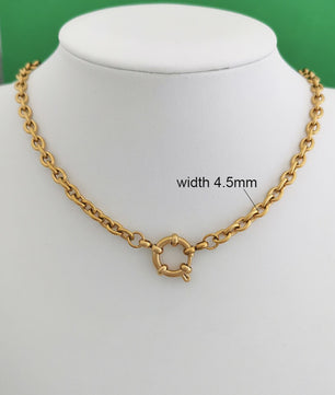 Gouden Roestvrij Stalen Ketting met Sailor Sluiting - Unisex Choker