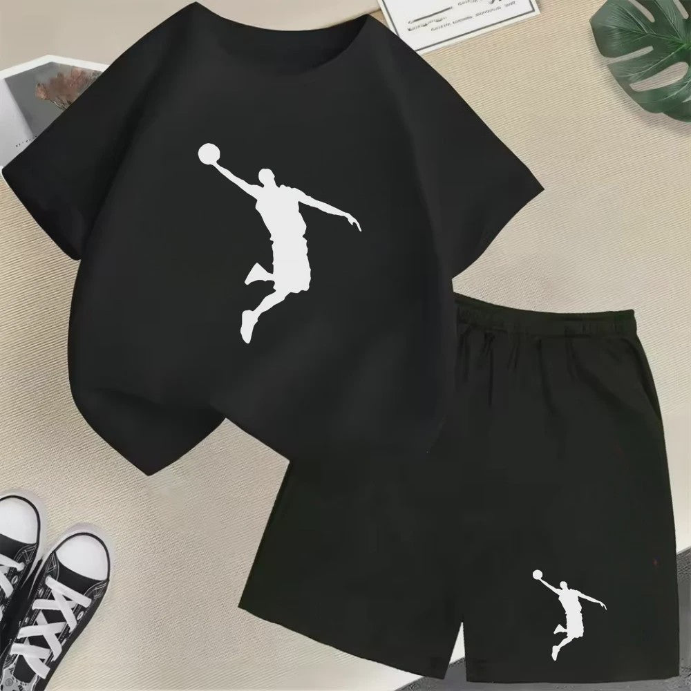 Kinder T-shirt en Short Set - Zomer Sportieve Mode met Grafische Print