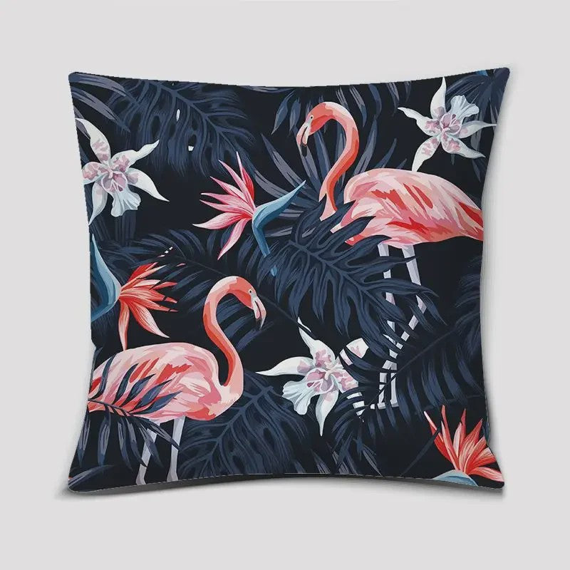 Vrolijke Flamingo Kussenhoes Vierkant - Decoratie voor Bank & Auto