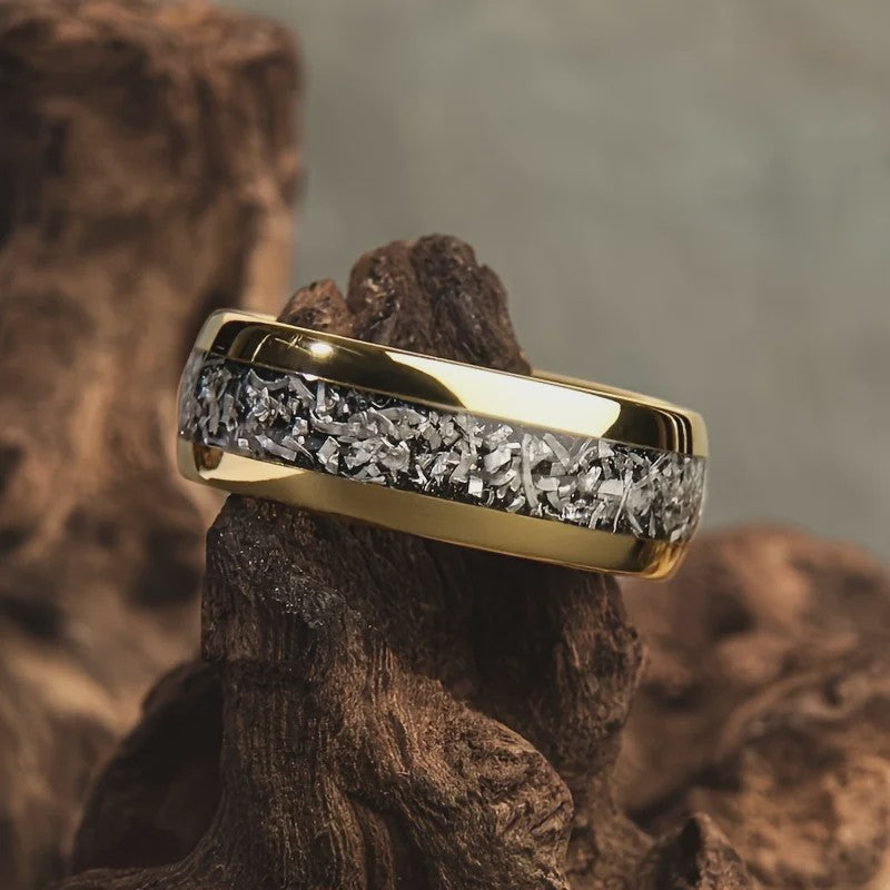 Luxe Groene Kristalstenen Ringen voor Mannen - 8mm Roestvrij Staal Trouwband