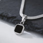 Vnox Heren Ketting met Geometrische Vierkante Natuursteen Hanger - Goud/Zilver Kleur Roestvrij Staal Blade Ketting
