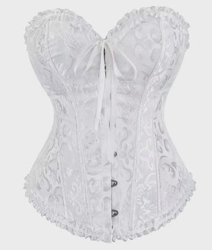 Victoriaans Jacquard Corset Top met Kant en Bloemenprint - Sexy Bustier voor Dames