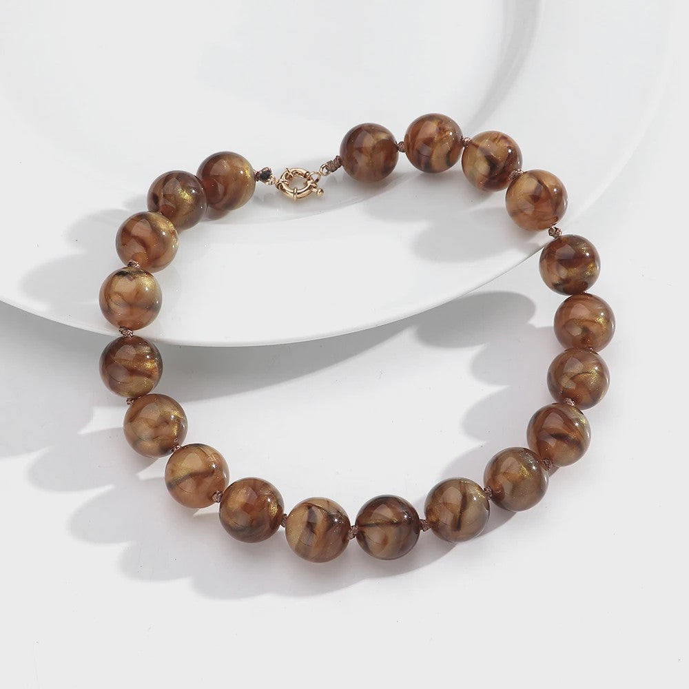 Trendy Multicolor Statement Ketting met Grote Ronde Kralen - Handgemaakt