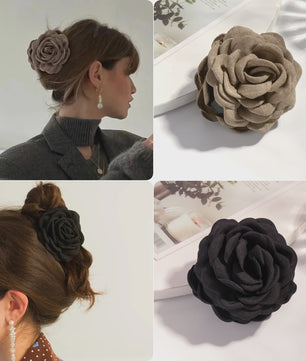 Bloem Haarclip Dames - Katoen Stof Rozen Klip - Medium Maat - Koreaanse Stijl Haarsieraad