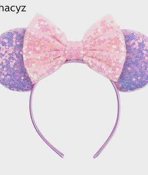 Chique Sequin Mickey Oortjes Diadeem met Strik - Feestelijk Haaraccessoire voor Kinderen & Dames