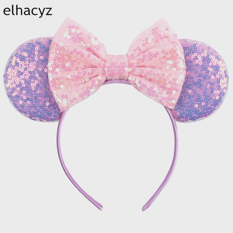 Chique Sequin Mickey Oortjes Diadeem met Strik - Feestelijk Haaraccessoire voor Kinderen & Dames