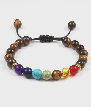 Verstelbare Lava Kralen & Tijgeroog Armband - Yoga & Helende Sieraden voor Hem en Haar