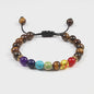 Verstelbare Lava Kralen & Tijgeroog Armband - Yoga & Helende Sieraden voor Hem en Haar
