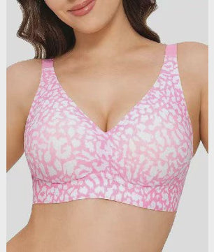 Seamless Beugelvrije BH met Luipaardprint - Diepe V-hals & Push-up Effect