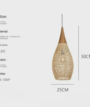 60cm Wabi Sabi Rotan Hanglamp - Japanse Retro Design voor Woonkamer & Eetkamer