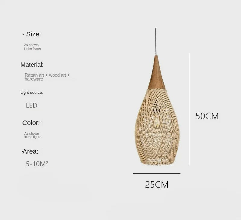 60cm Wabi Sabi Rotan Hanglamp - Japanse Retro Design voor Woonkamer & Eetkamer