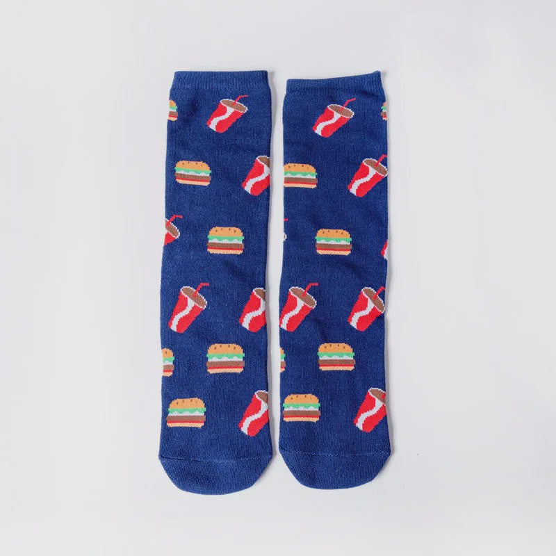 Grappige Heren Sokken met Food Prints: Avocado, Friet, Burger, Bier & Meer | Harajuku Stijl
