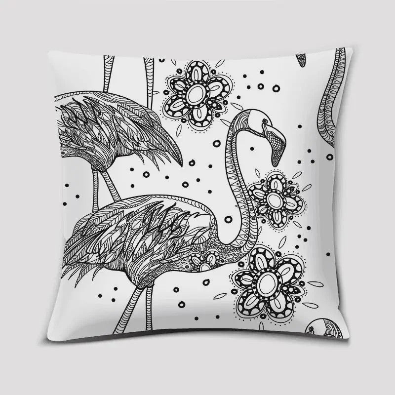 Vrolijke Flamingo Kussenhoes Vierkant - Decoratie voor Bank & Auto