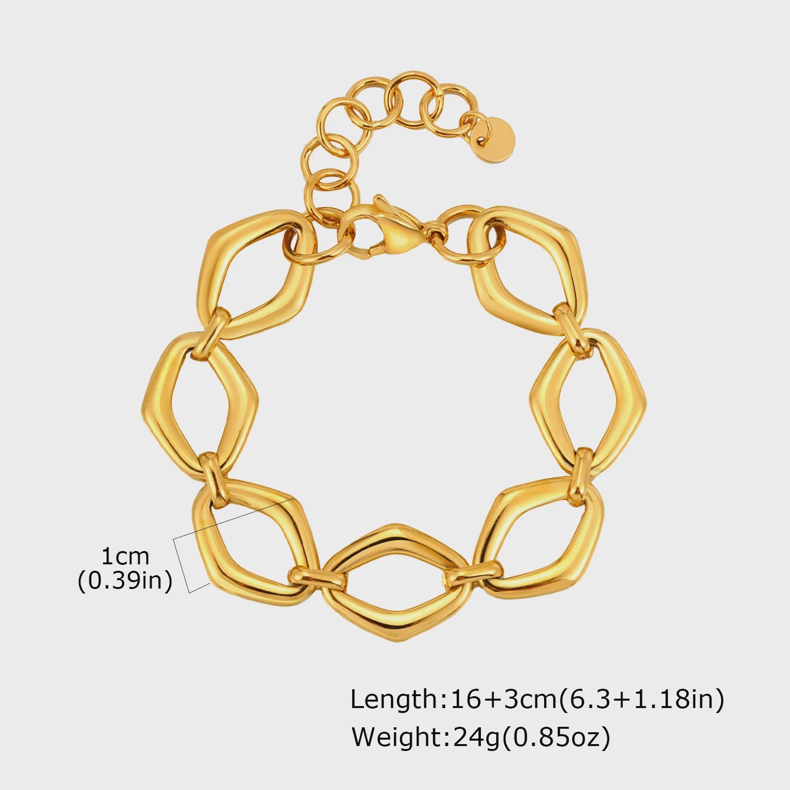 Gouden Chunky Schakelarmband met OT Sluiting - Roestvrij Staal, Aanslagvrij
