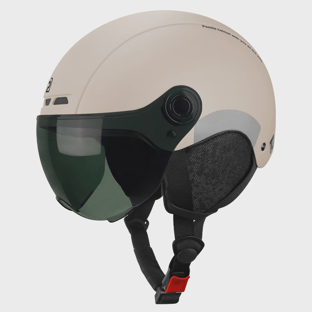 PEMILA Fietshelm Volwassenen met Vizier, Oorbescherming & Reflectie - Veilig & Comfortabel