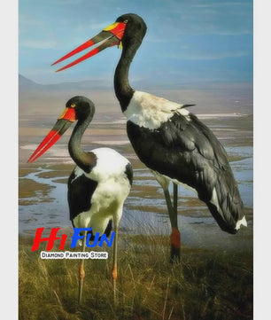 Diamond Painting Ooievaar Kustvogel - Volledige Ronde Diamanten Borduurkit voor Muurkunst