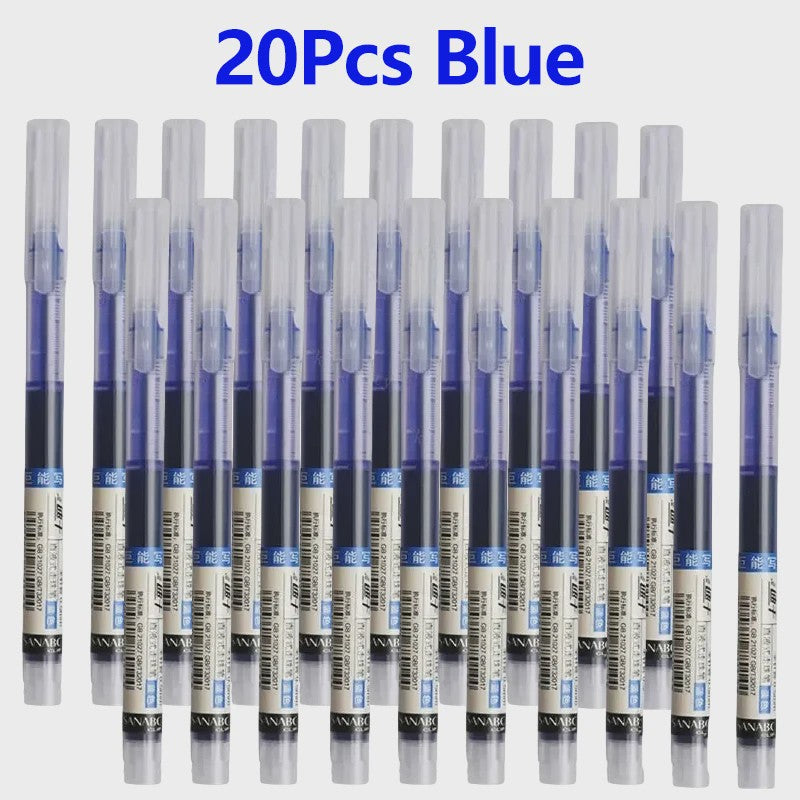 Set van 1-20x Gel Pen Zwart/Blauw/Rood - 0.5mm Naaldpunt voor Studenten & Kantoor