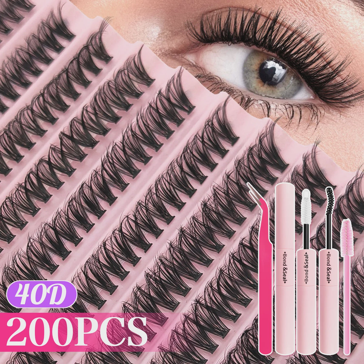 Fluffy Wimperextensie Kit: 720 Stuks Wimper Clusters & Tools voor een Volle Look