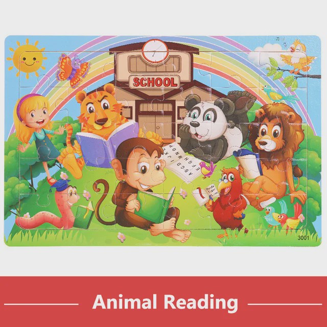 Houten 3D Montessori Puzzel - 30 Delen met Vrolijke Dieren - Educatief Speelgoed voor Kinderen