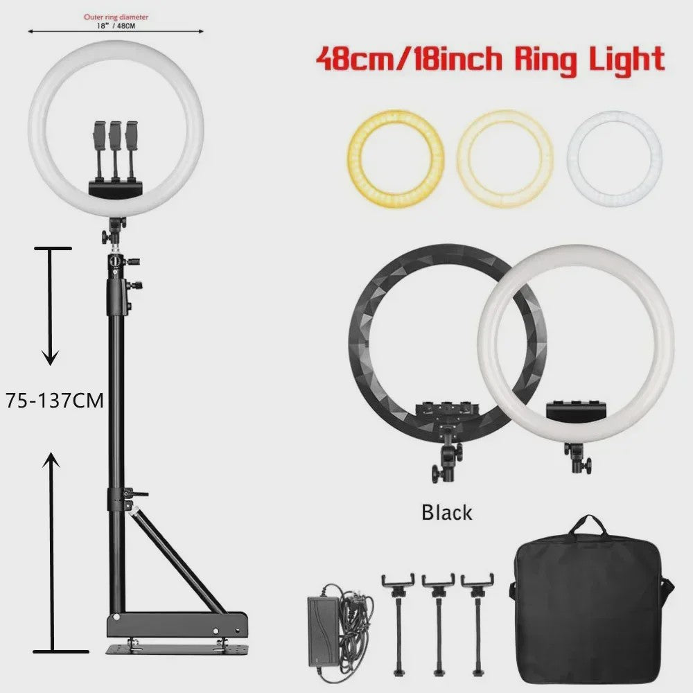18 Inch Ring Light LED Lamp met Verstelbaar Statief & Telefoonhouder voor YouTube, Foto & Studio